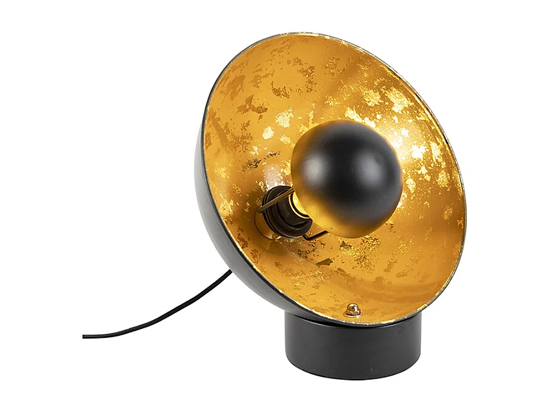 Lampe de table industrielle noire avec intérieur doré - Magna Eglip