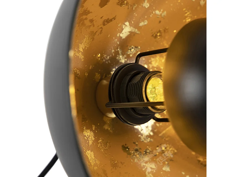 Lampe de table industrielle noire avec intérieur doré - Magna Eglip