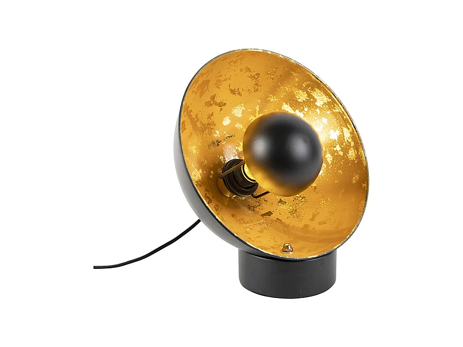 Lampe de table industrielle noire avec intérieur doré - Magna Eglip