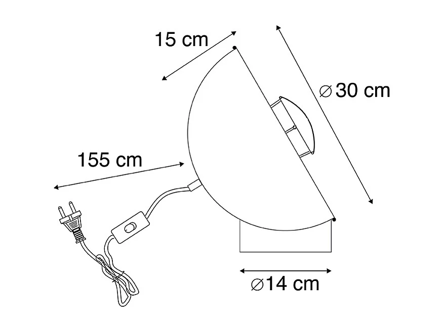 Lampe de table industrielle noire avec intérieur doré - Magna Eglip
