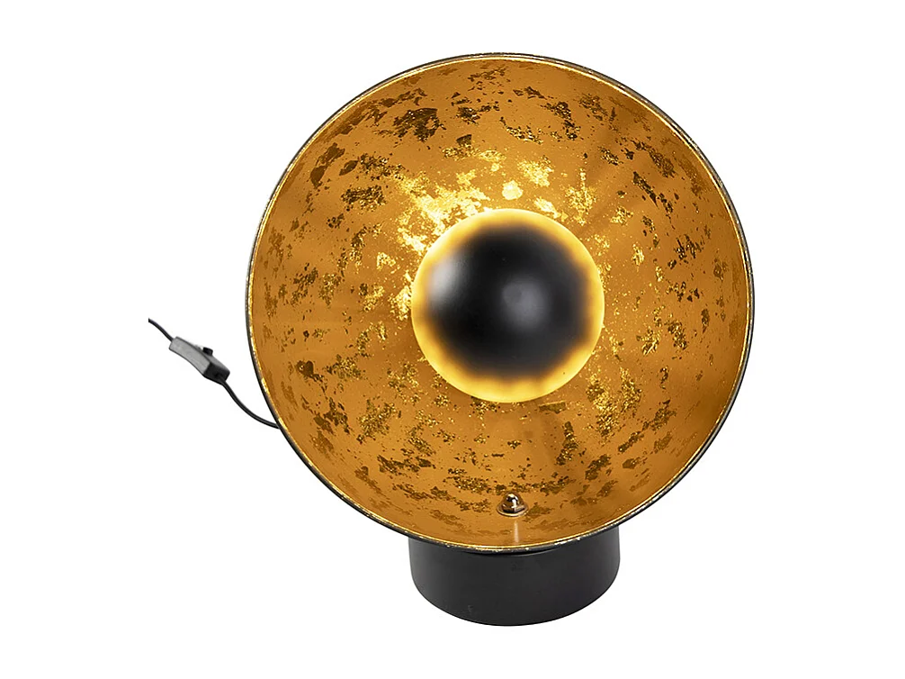 Lampe de table industrielle noire avec intérieur doré - Magna Eglip