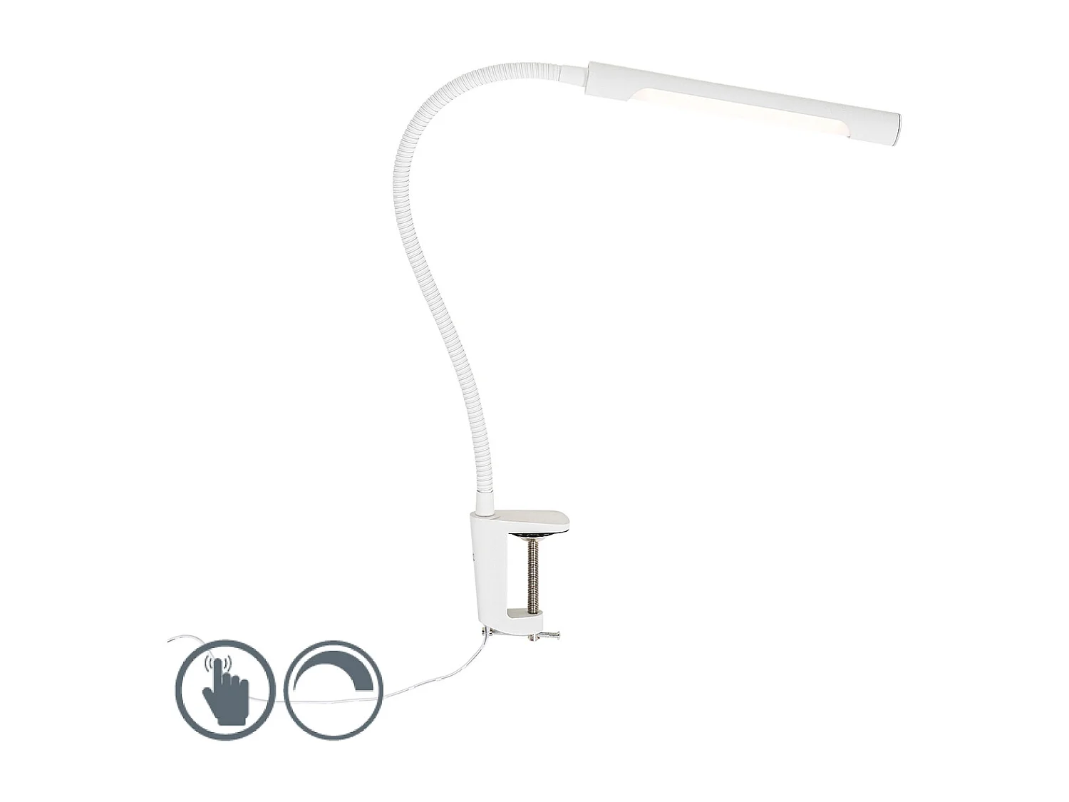 Lampe de bureau Clamp blanche avec LED avec variateur tactile - Lionard