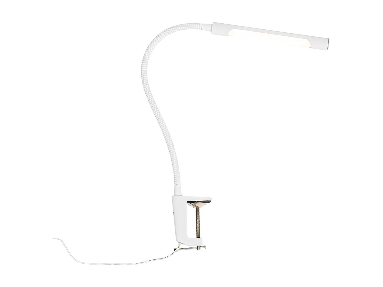 Lampe de bureau à pince blanche avec LED et variateur tactile - Lionard