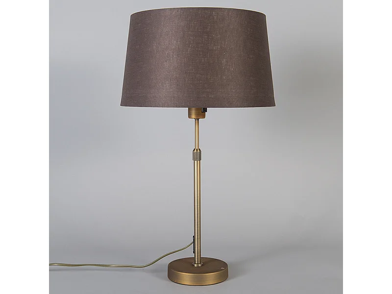 Lampe de table bronze avec abat-jour marron 35 cm réglable - Parte