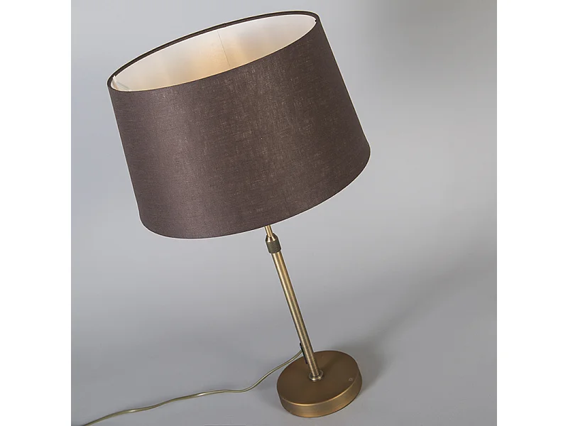 Lampe de table bronze avec abat-jour brun 35 cm réglable - Parte