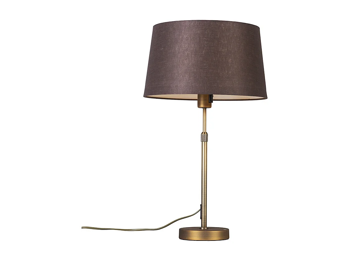 Lampe de table bronze avec abat-jour brun 35 cm réglable - Parte
