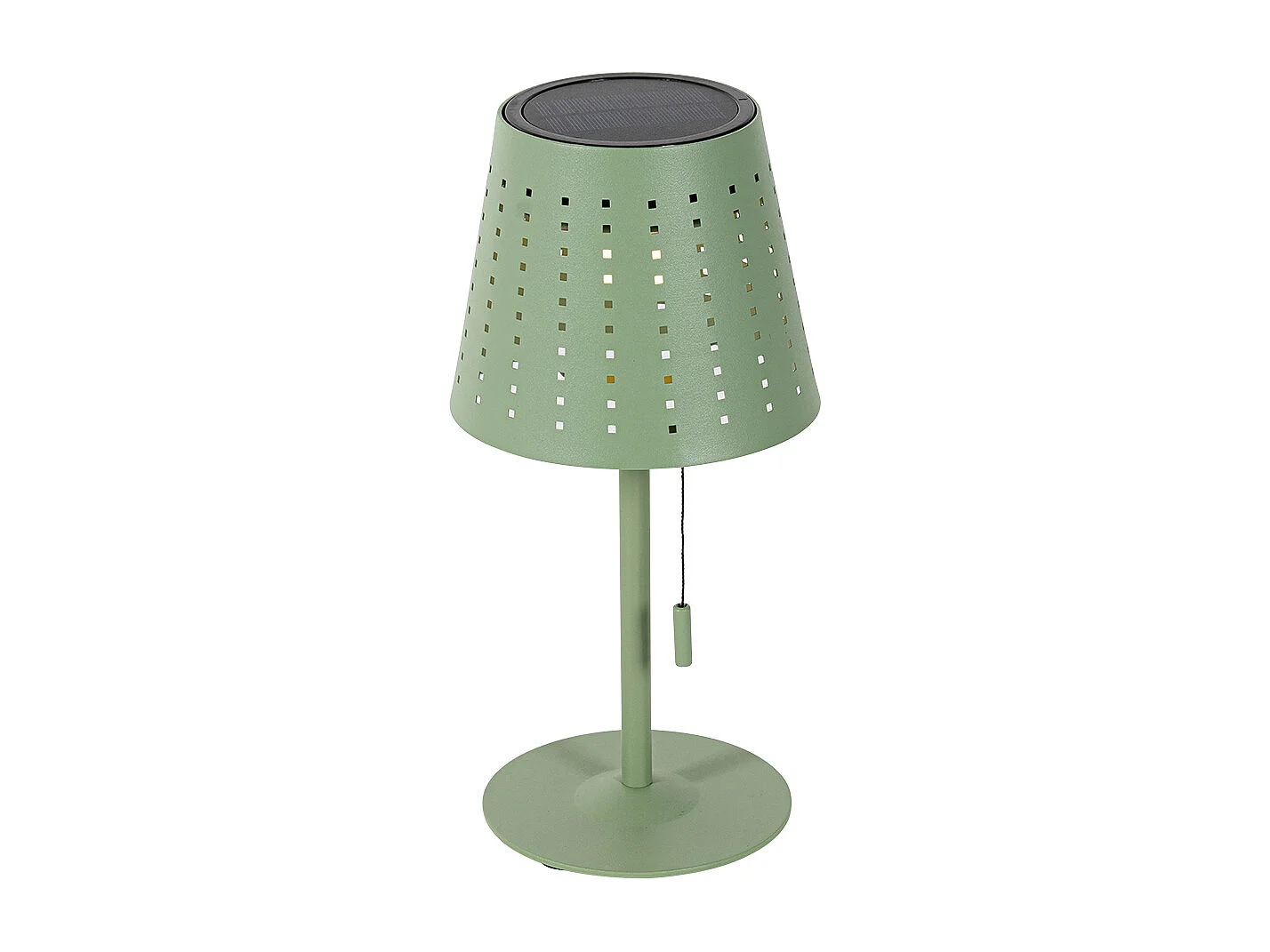 Lampe de table d'extérieur verte avec LED intégrée à 3 niveaux de luminosité, rechargeable et solaire - Ferre