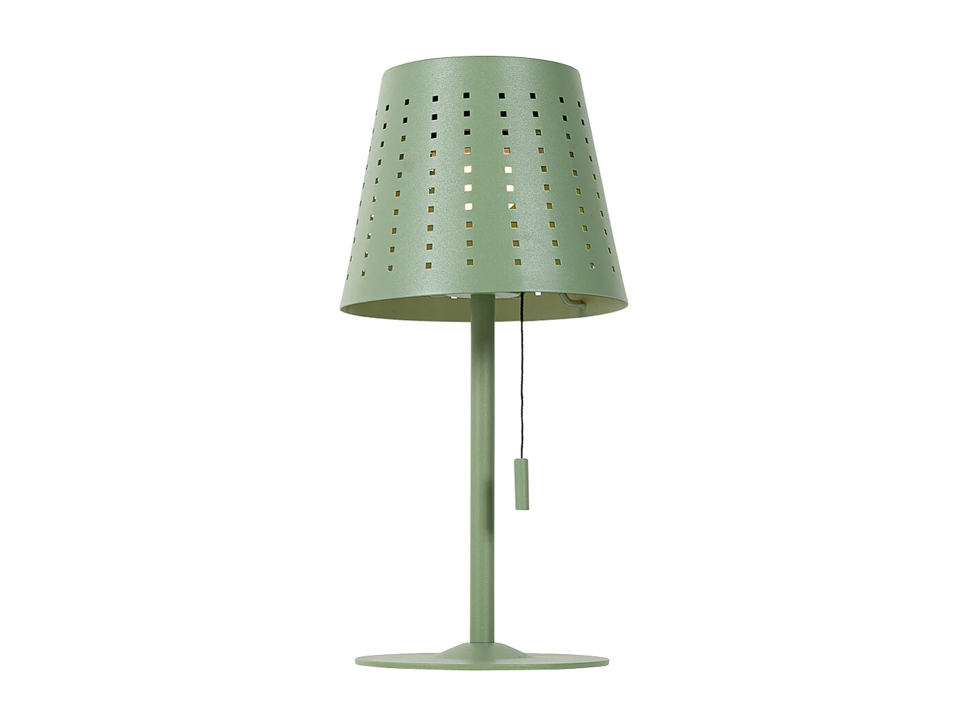 Lampe de table d'extérieur verte avec LED intégrée à 3 niveaux de luminosité, rechargeable et solaire - Ferre