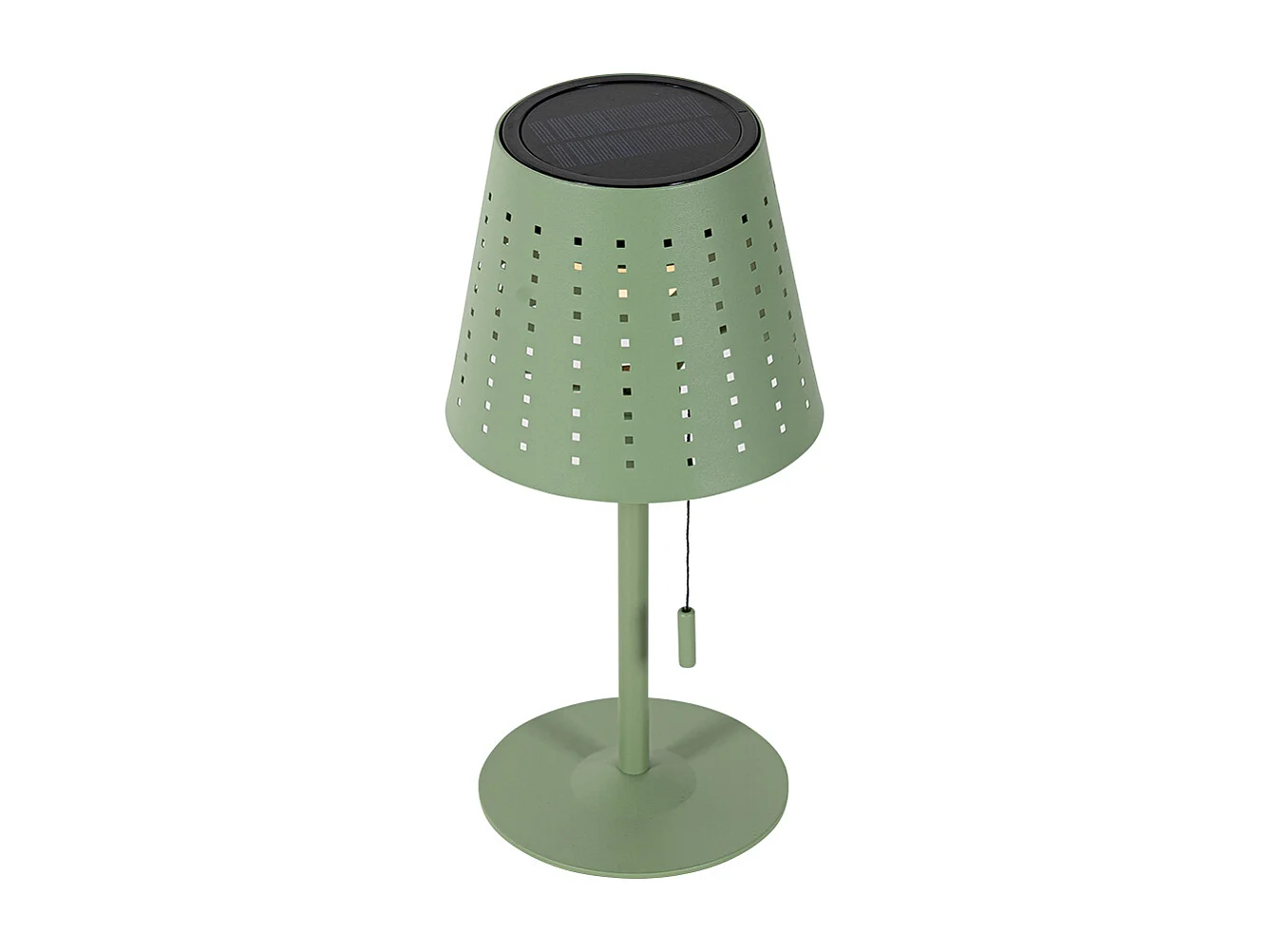 Lampe de table d'extérieur verte avec LED intégrée à 3 niveaux de luminosité, rechargeable et solaire - Ferre