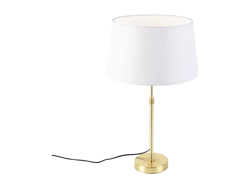 Lampe de table or / laiton avec abat-jour en lin blanc 35 cm - Parte