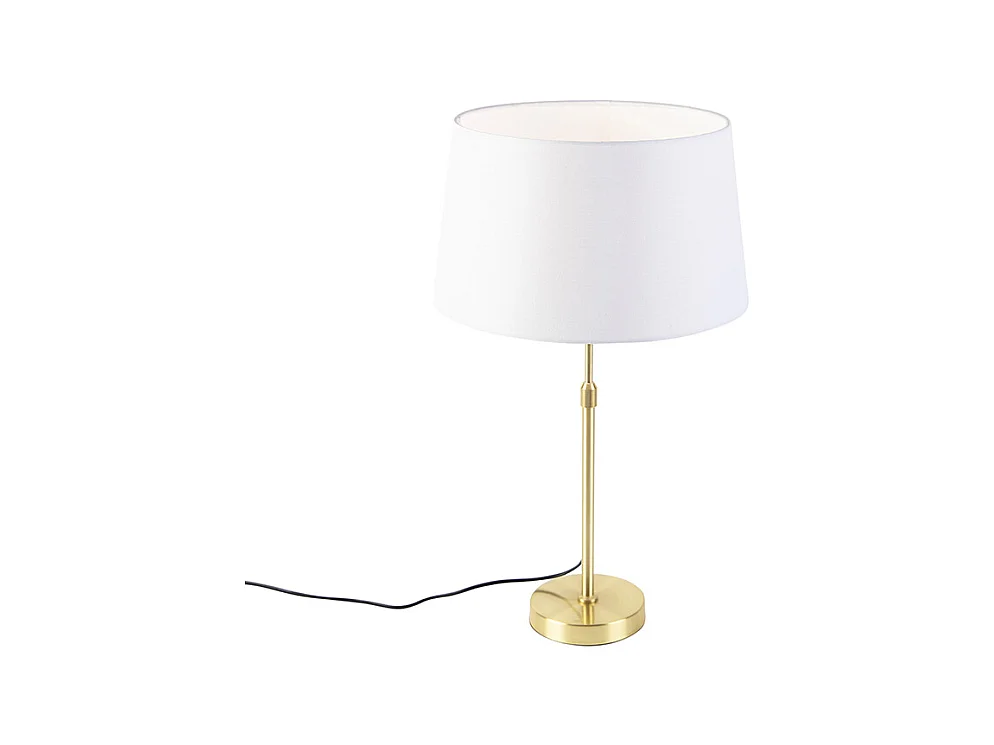 Lampe de table or / laiton avec abat-jour en lin blanc 35 cm - Parte