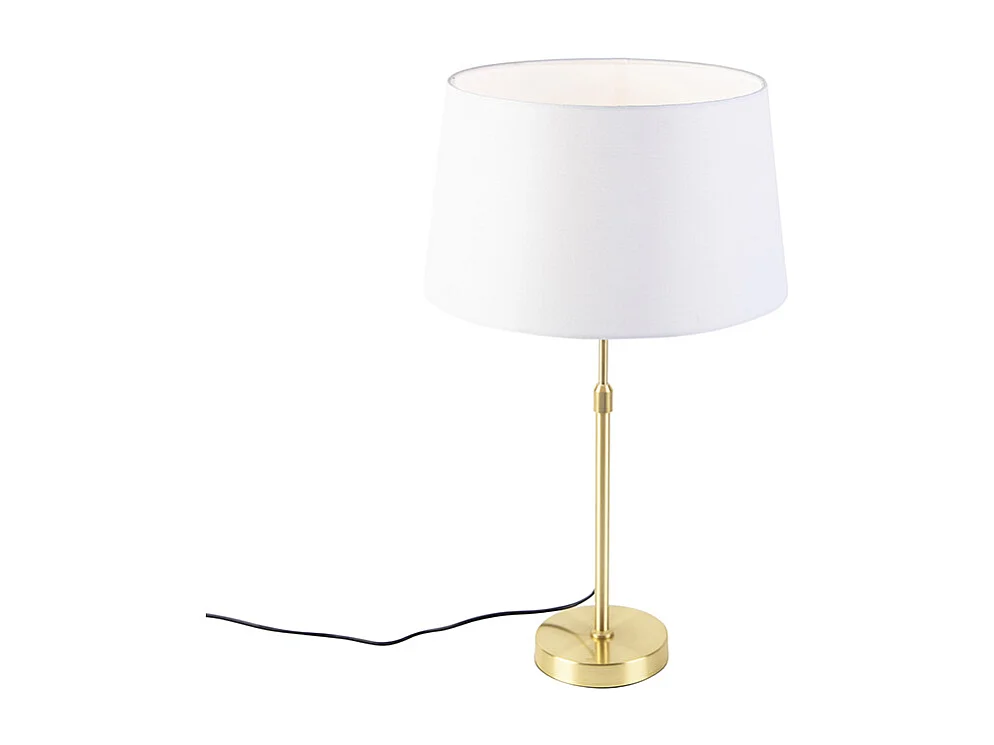 Lampe de table or/laiton avec abat-jour en lin blanc 35 cm - Parte