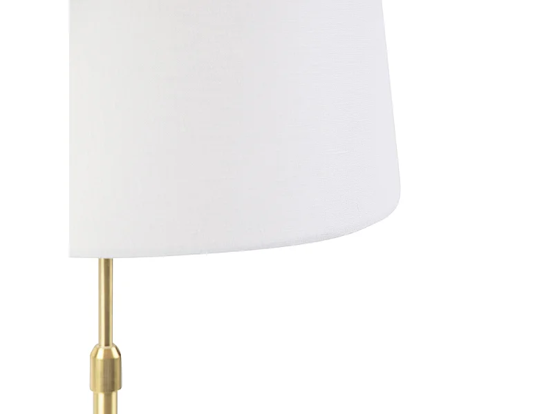 Lampe de table or/laiton avec abat-jour en lin blanc 35 cm - Parte