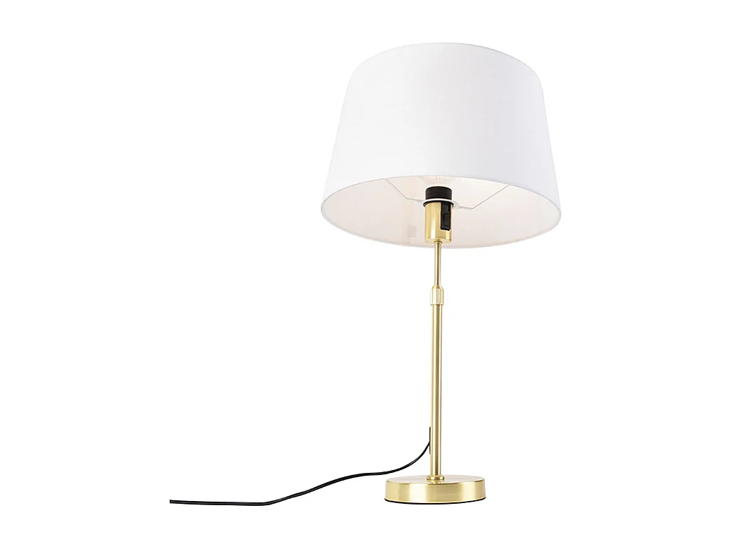 Lampe de table or/laiton avec abat-jour en lin blanc 35 cm - Parte