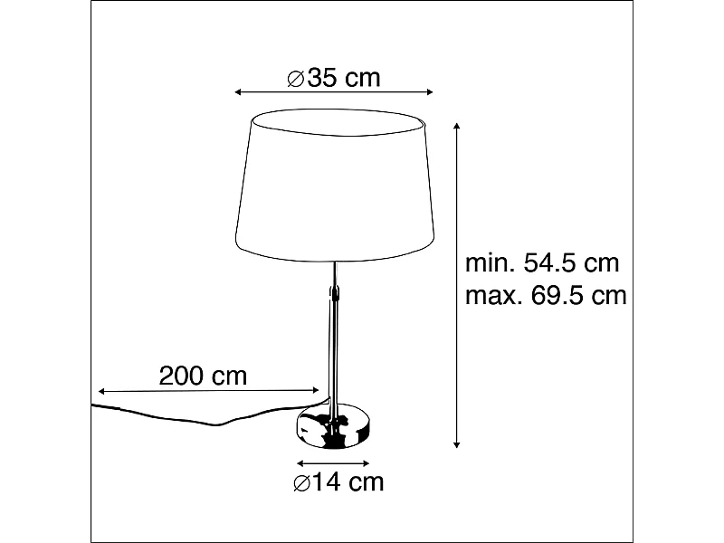 Lampe de table or/laiton avec abat-jour en lin blanc 35 cm - Parte