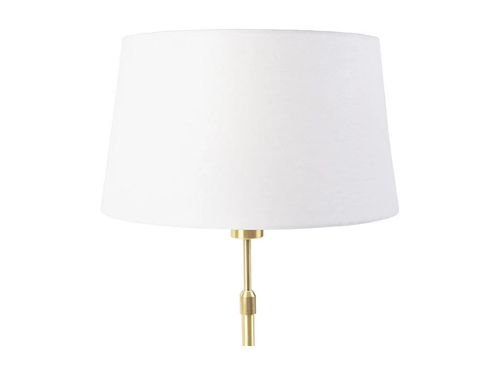 Lampe de table or/laiton avec abat-jour en lin blanc 35 cm - Parte