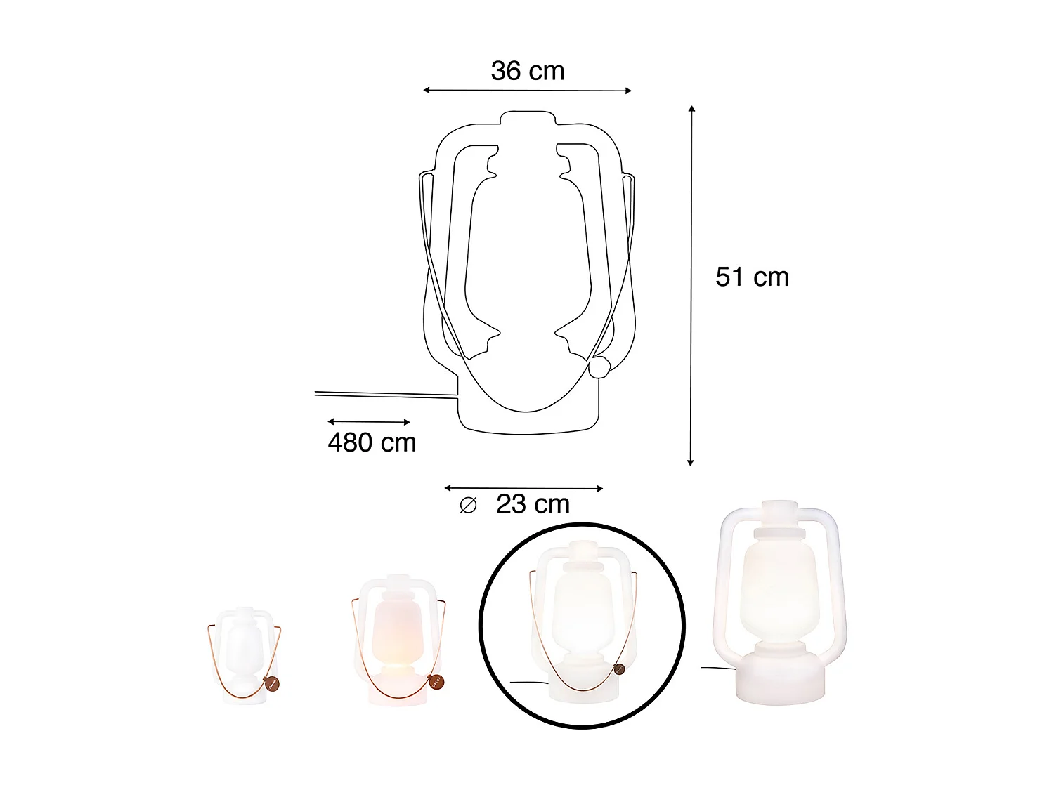 Lampadaire blanc 51 cm IP44 - STORM LARGE