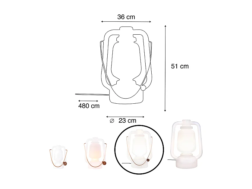 Lampadaire blanc 51 cm IP44 - STORM LARGE