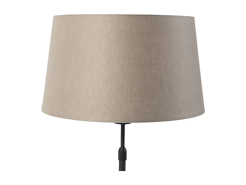 Lampe de table noir avec abat-jour en lin taupe 35 cm réglable - Parte