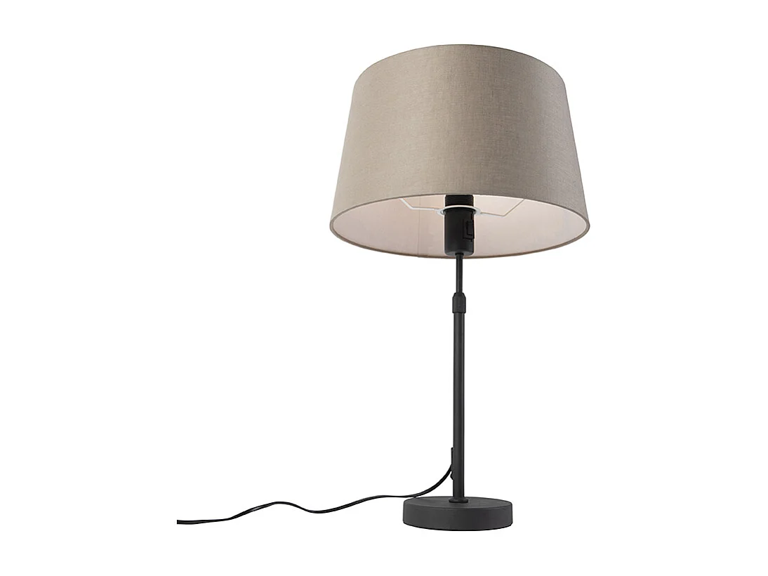 Lampe de table noir avec abat-jour en lin taupe 35 cm réglable - Parte