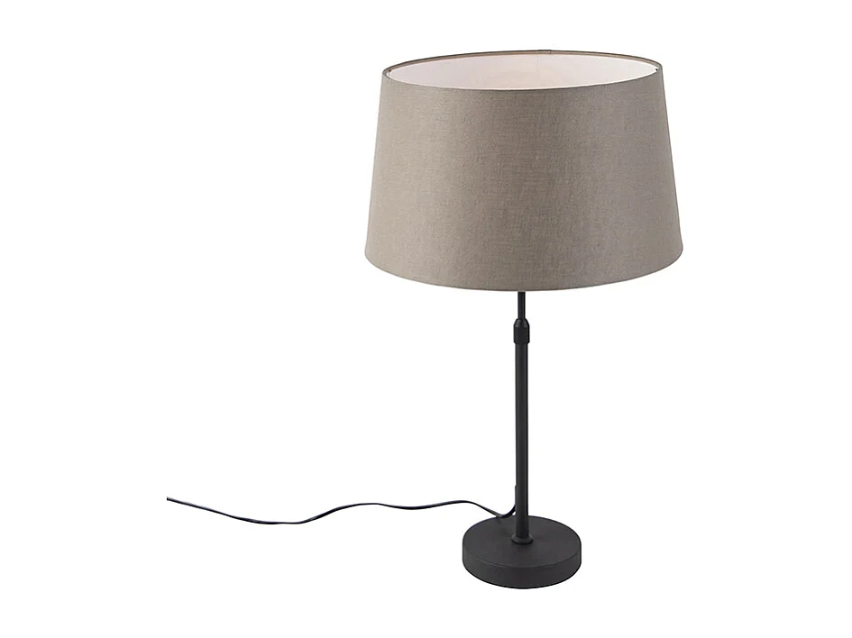Lampe de table noire avec abat-jour en lin taupe 35 cm réglable - Parte
