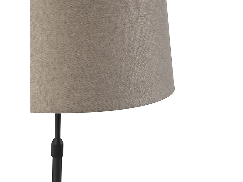 Lampe de table noire avec abat-jour en lin taupe 35 cm réglable - Parte