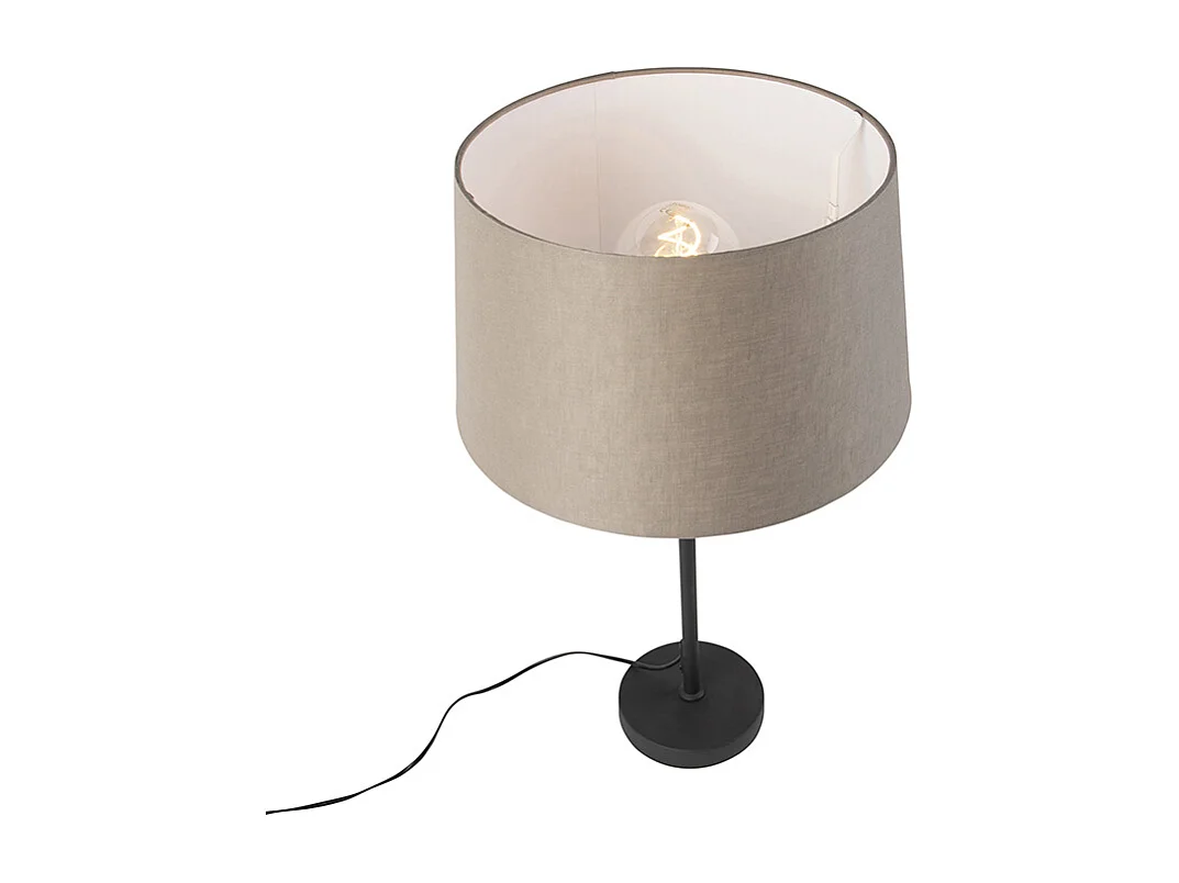 Lampe de table noire avec abat-jour en lin taupe 35 cm réglable - Parte