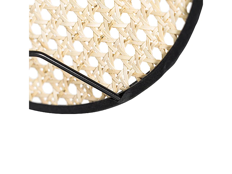 Lampe de table country noire avec rotin 25 cm - Kata