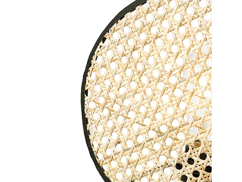 Lampe de table rustique noire avec rotin 25 cm - Kata