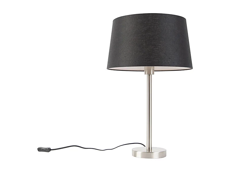 Lampe de table moderne en acier avec abat-jour noir 35 cm - Simplo