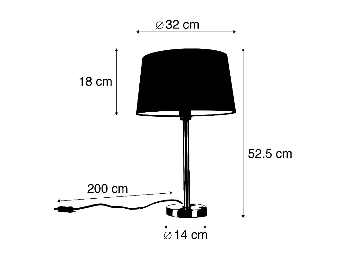 Lampe de table moderne en acier avec abat-jour noir 35 cm - Simplo