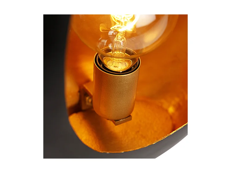 Lampe de table design noire avec intérieur doré 36 cm - Cova