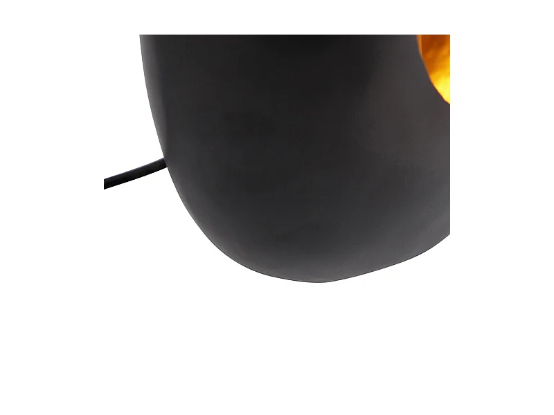 Lampe de table design noire avec intérieur doré 36 cm - Cova