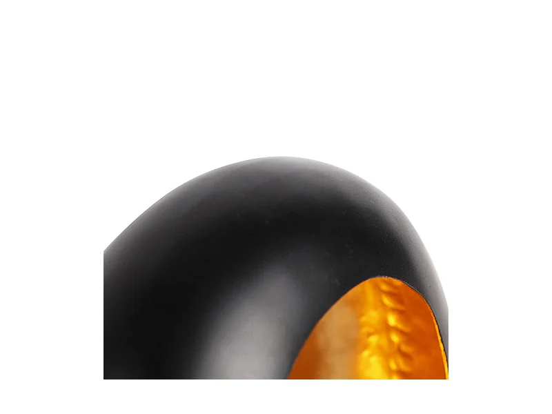 Lampe de table design noire avec intérieur doré 36 cm - Cova
