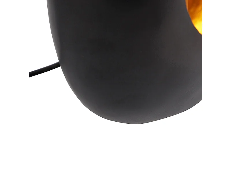 Lampe de table design noire avec intérieur doré 36 cm - Cova