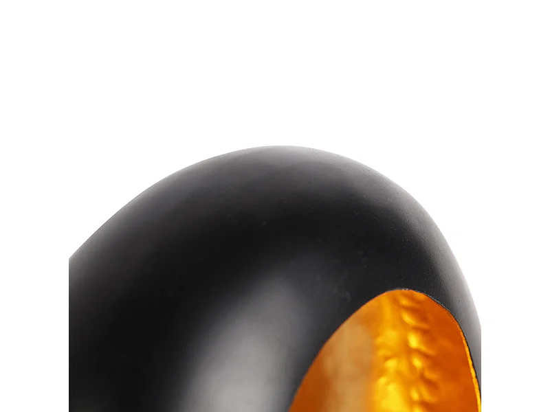 Lampe de table design noire avec intérieur doré 36 cm - Cova