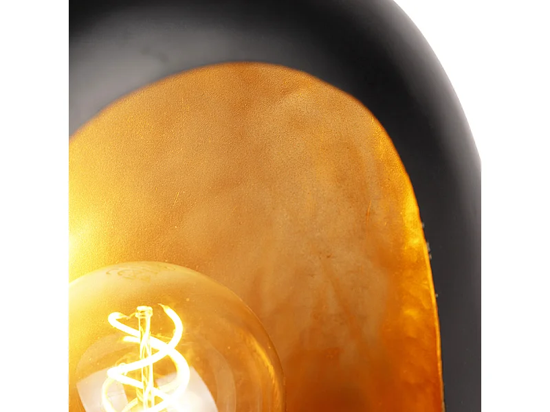 Lampe de table design noire avec intérieur doré 36 cm - Cova