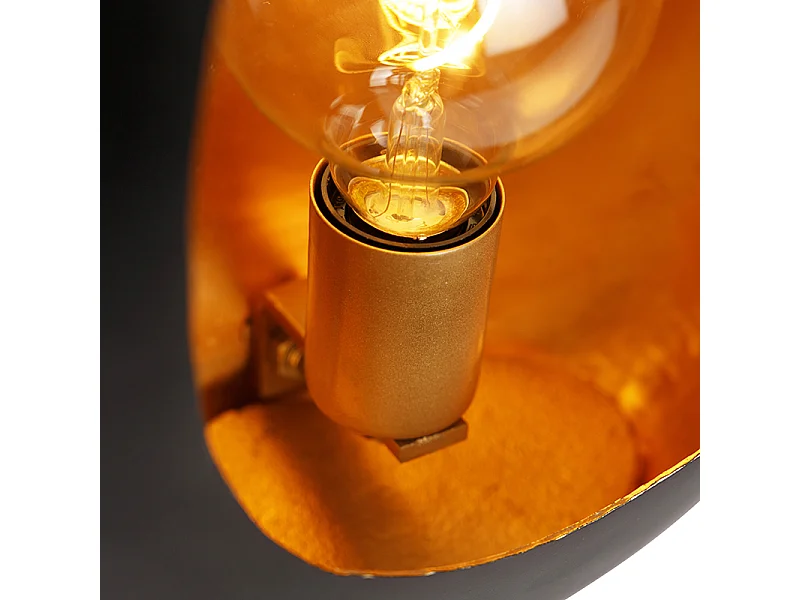 Lampe de table design noire avec intérieur doré 36 cm - Cova