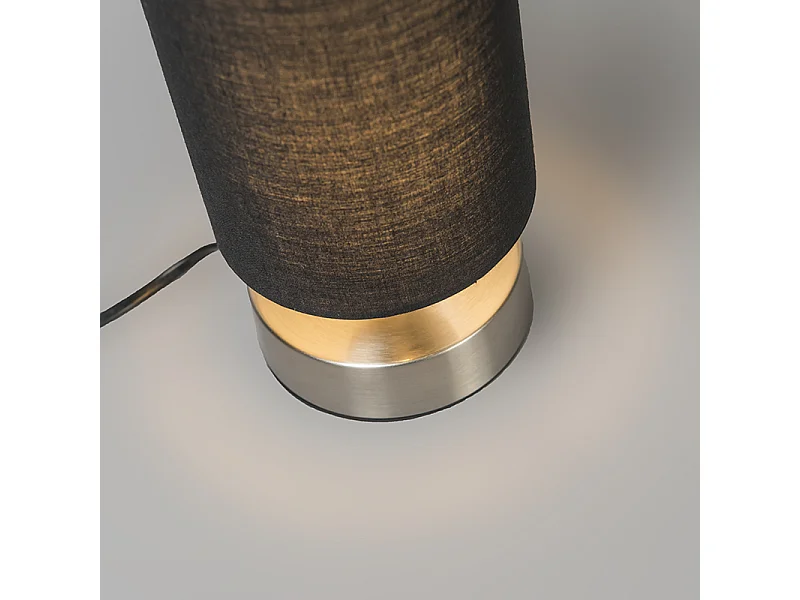 Lampe de table moderne noire avec acier - Milo 2