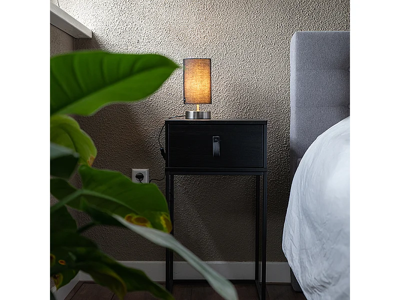 Lampe de table moderne noire avec acier - Milo 2