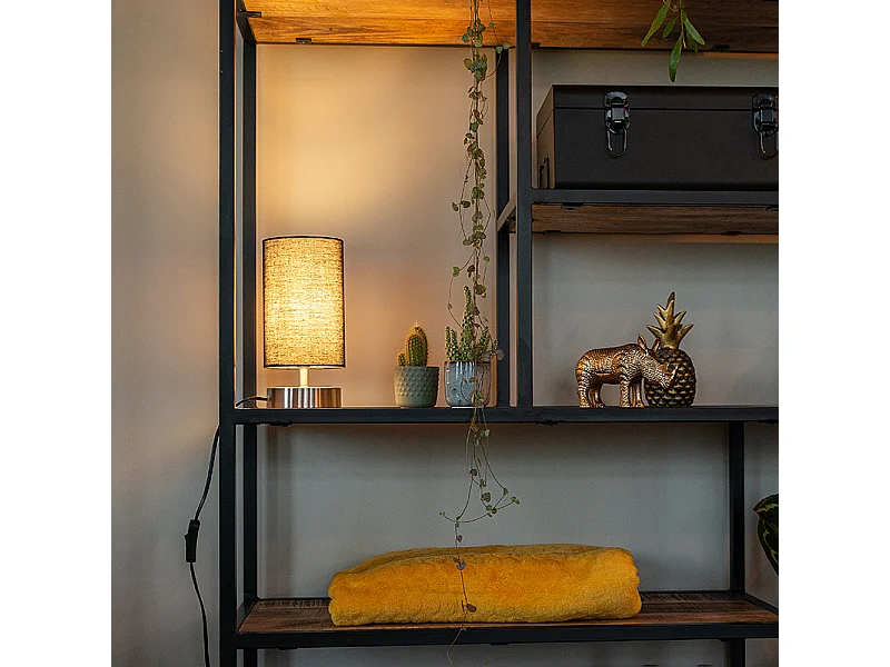 Lampe de table moderne noire avec acier - Milo 2