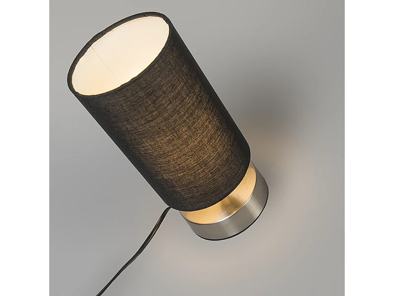 Lampe de table moderne noire avec acier - Milo 2