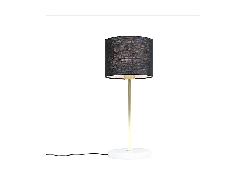 Lampe de table en laiton avec abat-jour noir 20 cm - Kaso