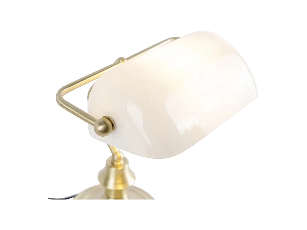 Lampe de notaire classique en or avec verre opale - Banker