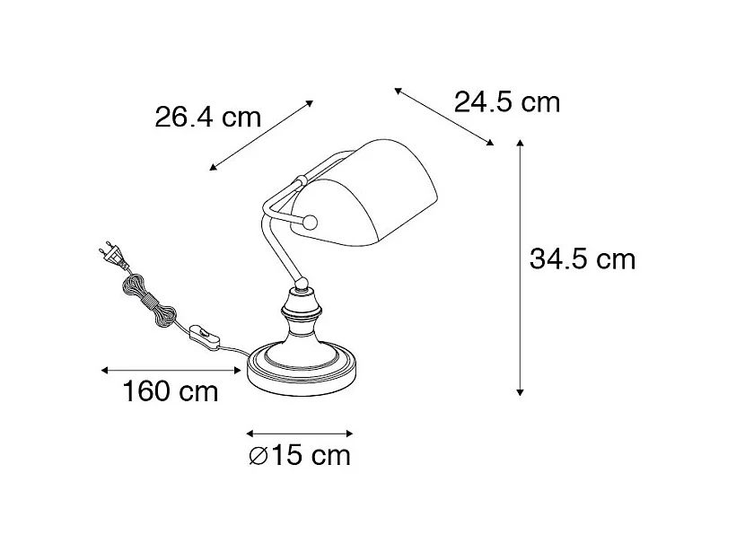 Lampe de notaire classique en or avec verre opale - Banker