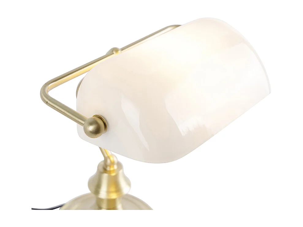 Lampe de notaire classique dorée avec verre opale - Banker