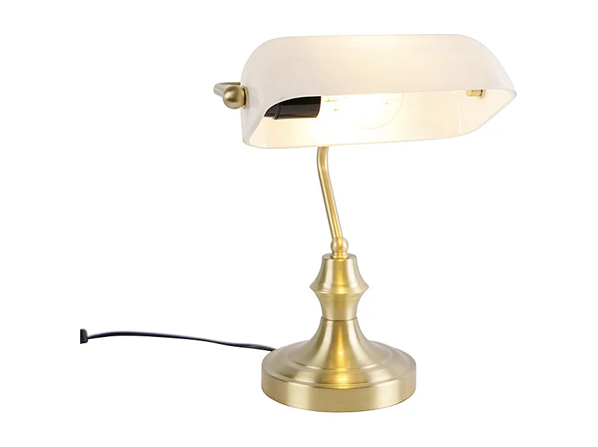 Lampe de notaire classique dorée avec verre opale - Banker
