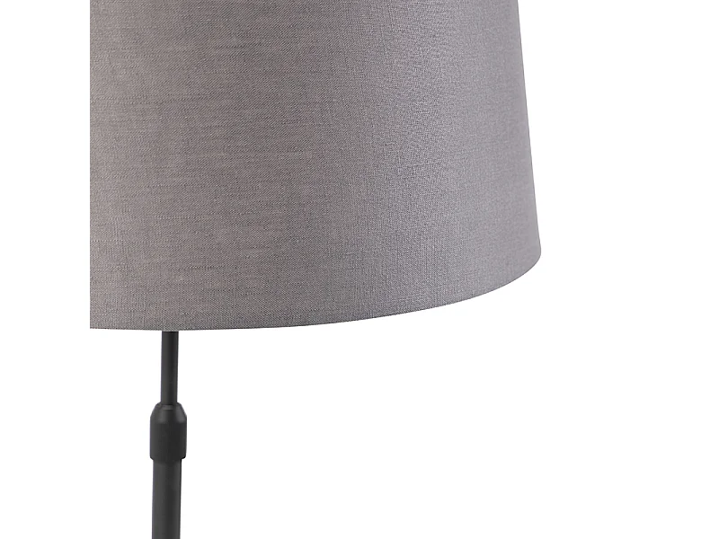 Lampe de table noir avec abat-jour en lin gris 35 cm réglable - Parte