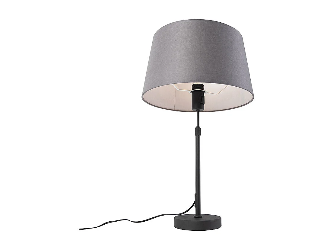 Lampe de table noir avec abat-jour en lin gris 35 cm réglable - Parte