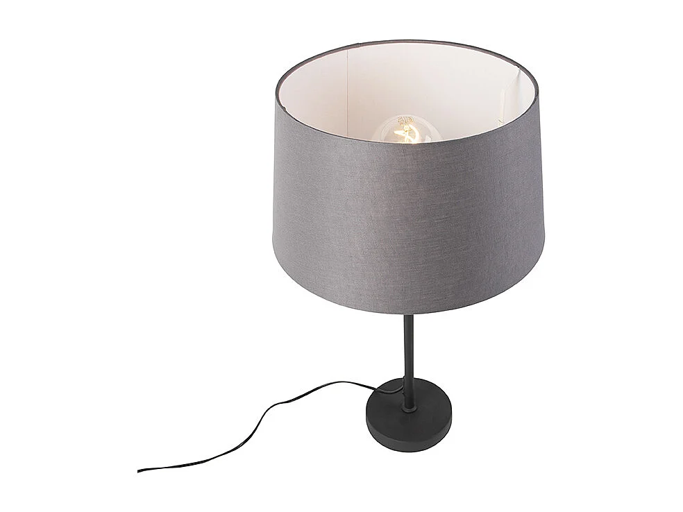 Lampe de table noir avec abat-jour en lin gris 35 cm réglable - Parte